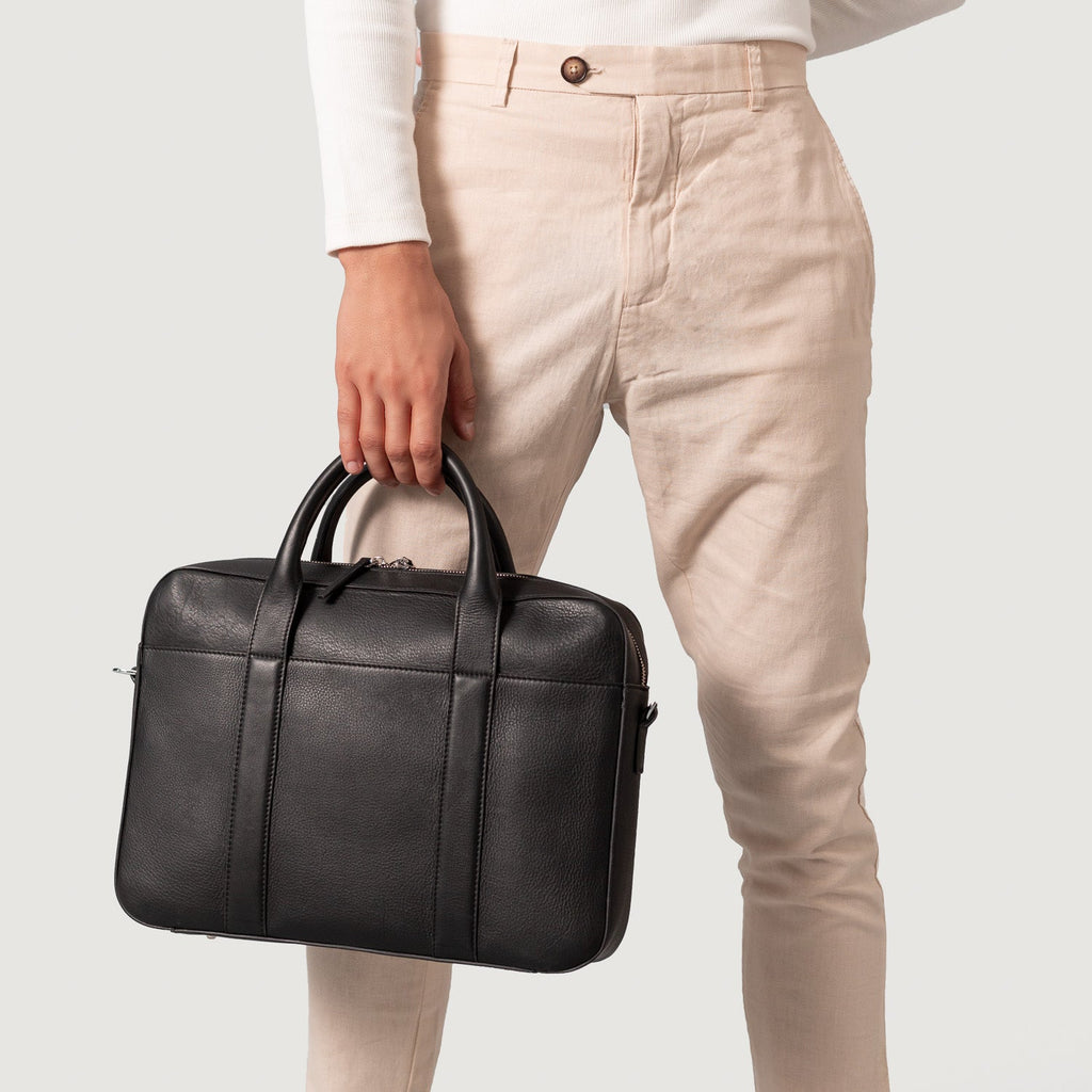 The Captain Black Leather Briefcase - detail view