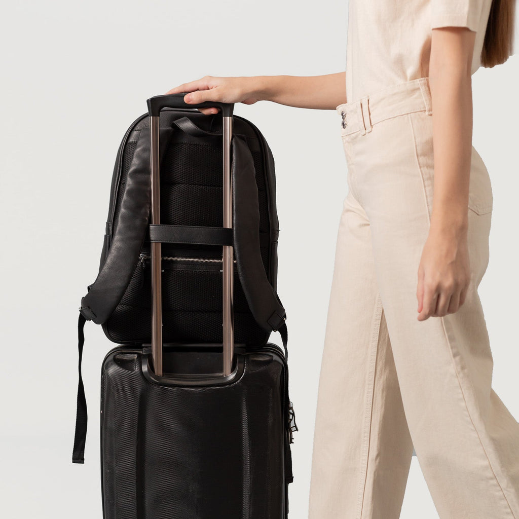 The Philos Black Leather Backpack