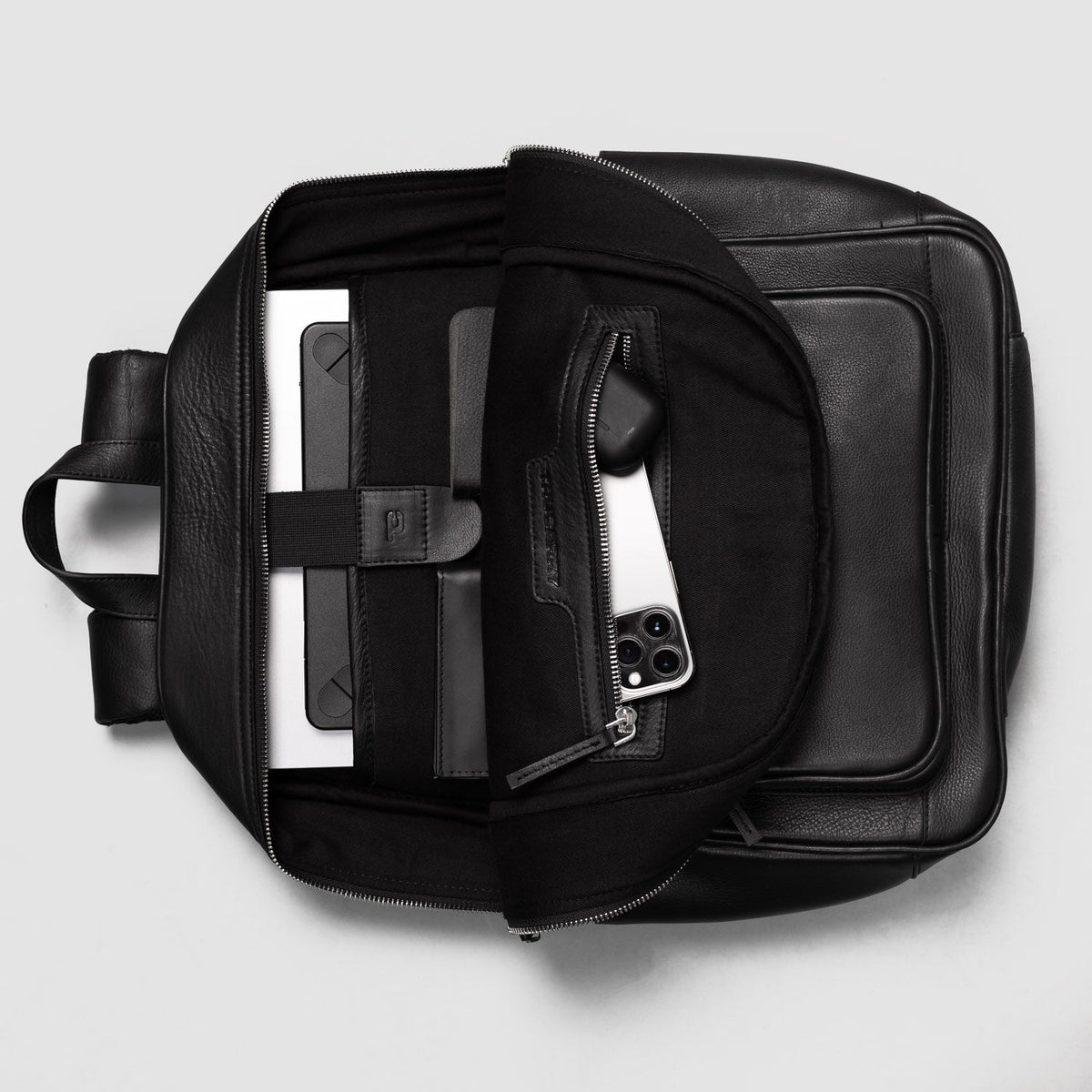 The Philos Black Leather Backpack