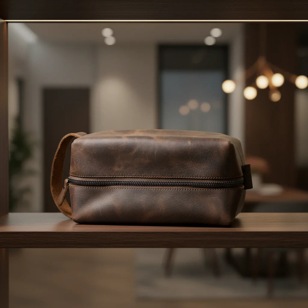 Premium Leather Dopp Kit – Travel Toiletry Bag