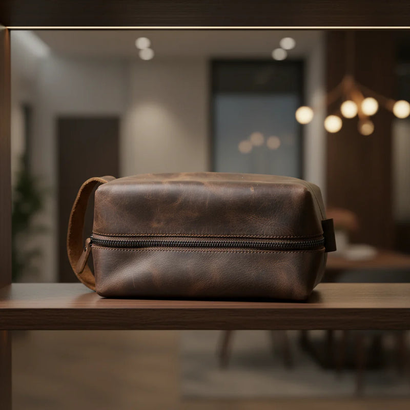 Premium Leather Dopp Kit – Travel Toiletry Bag
