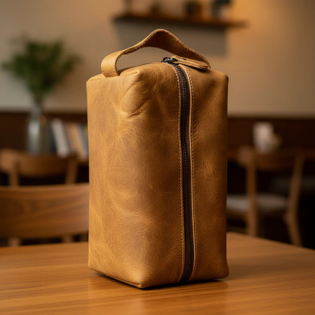 Premium Leather Dopp Kit – Travel Toiletry Bag