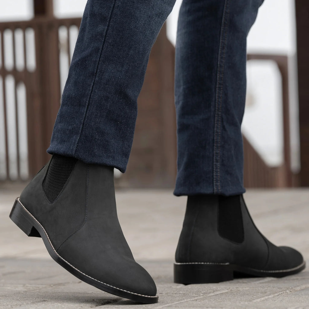Clarkson Chelsea Black Nubuck Leather Boots - StudGuard