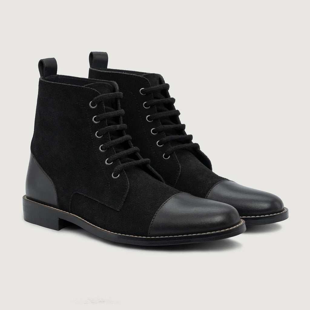 Knight Derby Hybrid Black Leather Boots - StudGuard