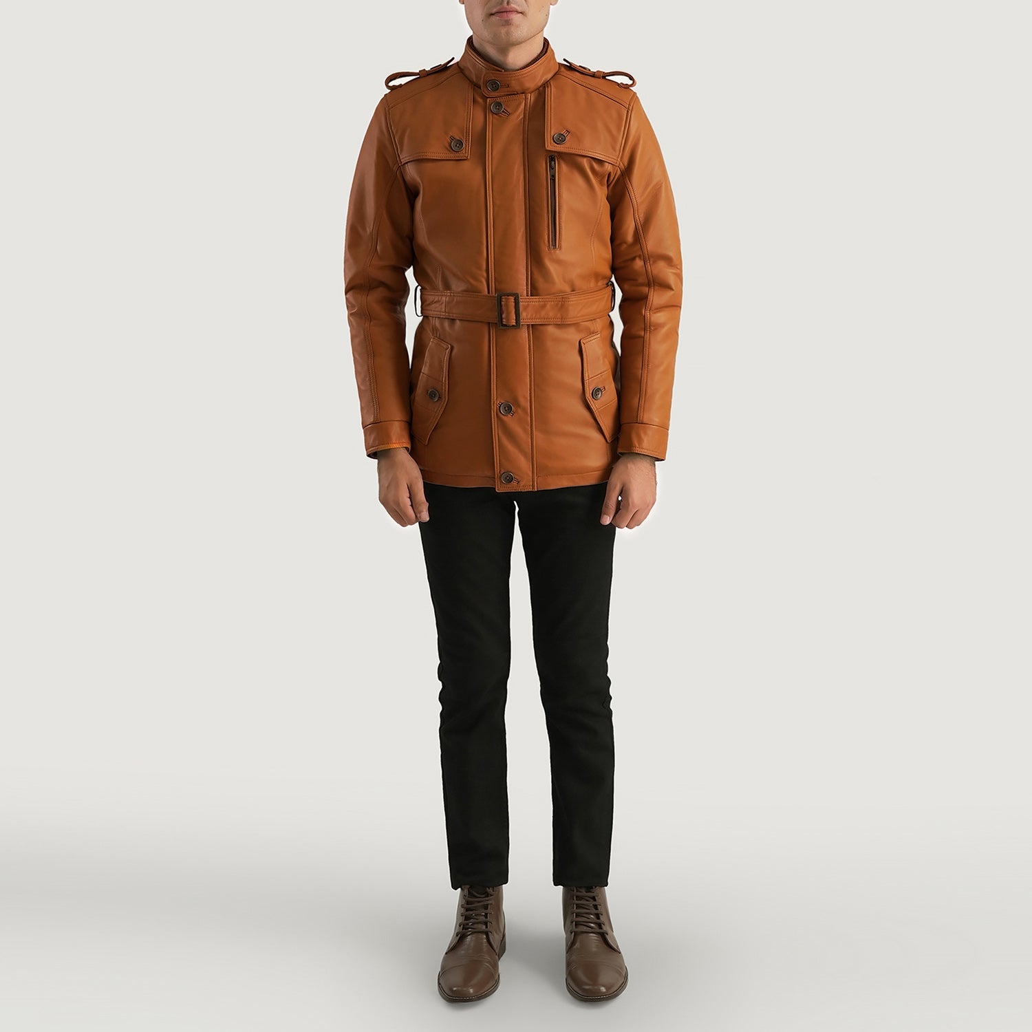[FS] Hunter Tan Brown Fur Leather Jacket