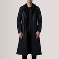 Charlton Black Leather Single Breasted Coat