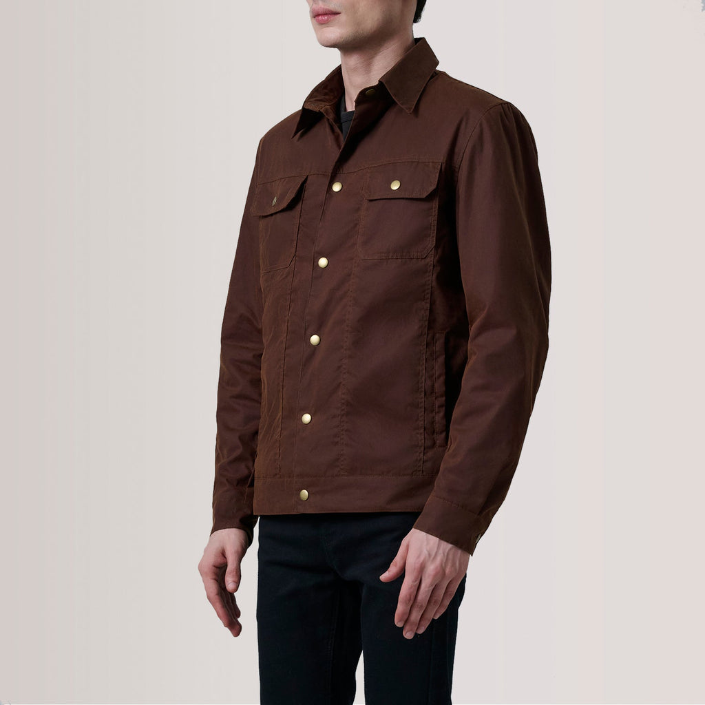 Colberto Brown Waxed Canvas Trucker Jacket