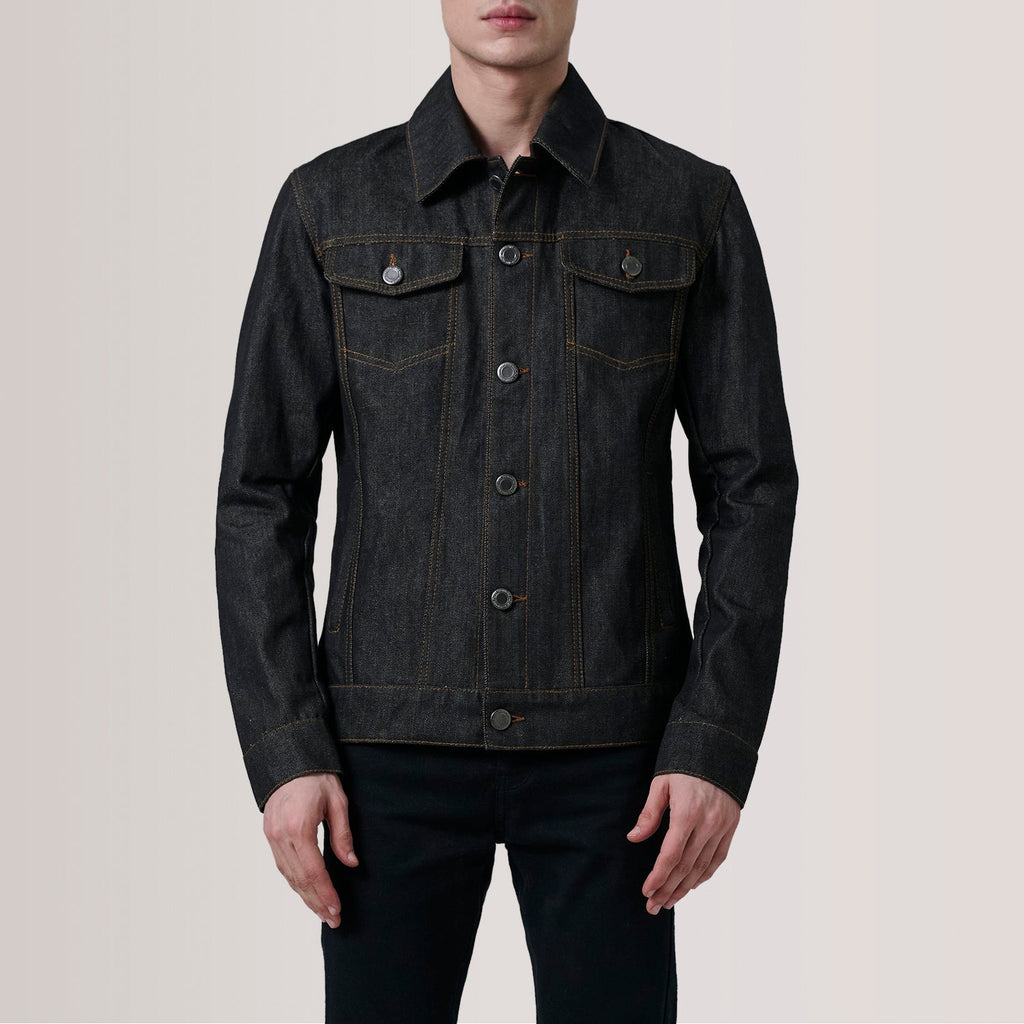 Conard Faded Black Denim Trucker Jacket