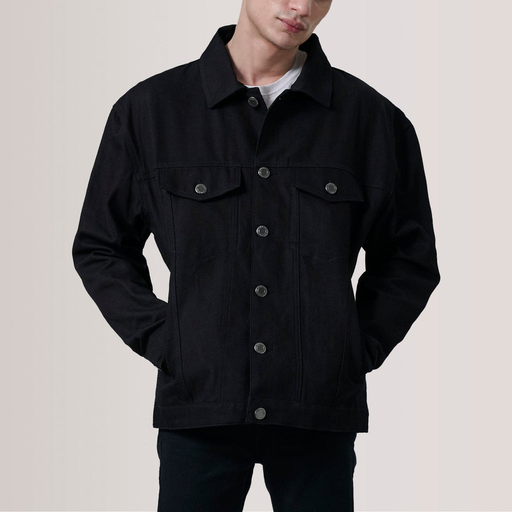 Eddie Black Oversized Denim Trucker Jacket