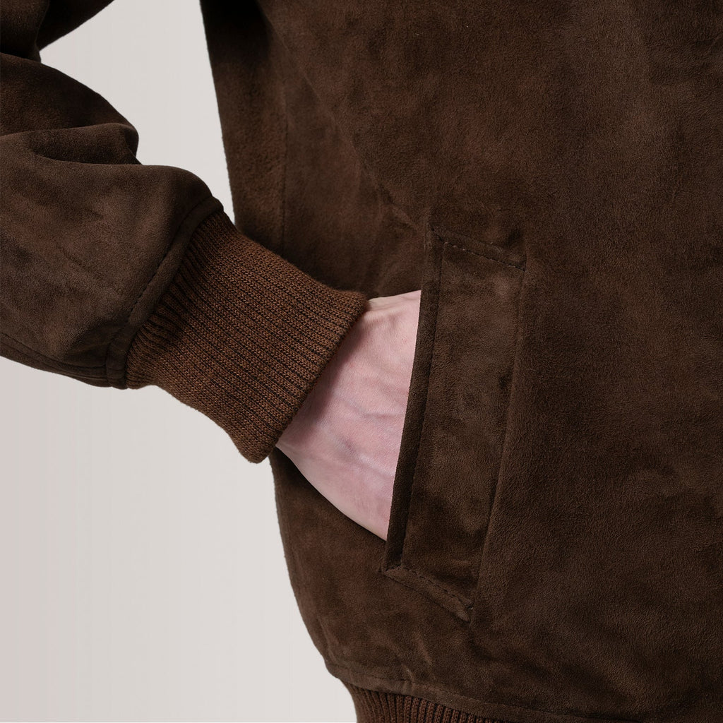 Lester Brown Suede Bomber Jacket