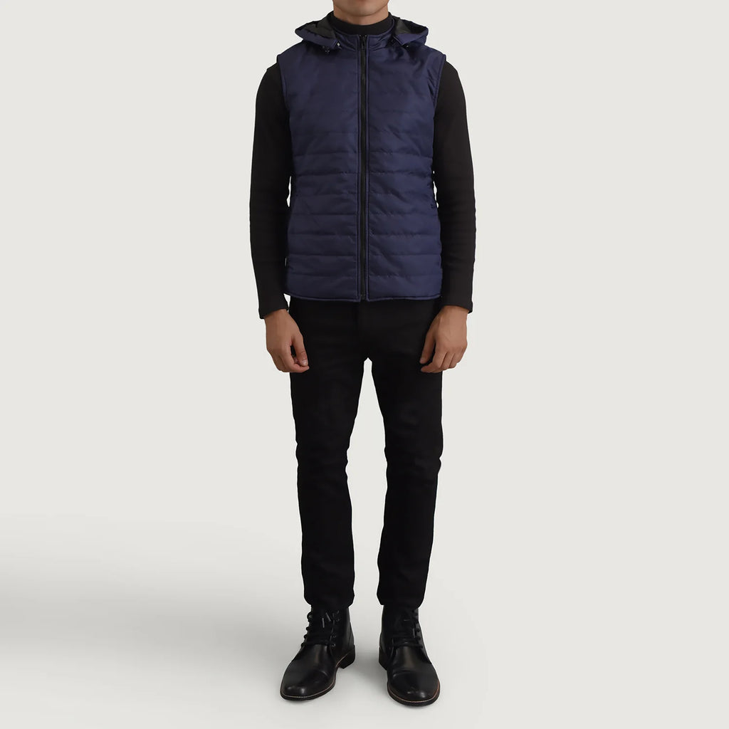 Carlo Blue Hooded Puffer Vest