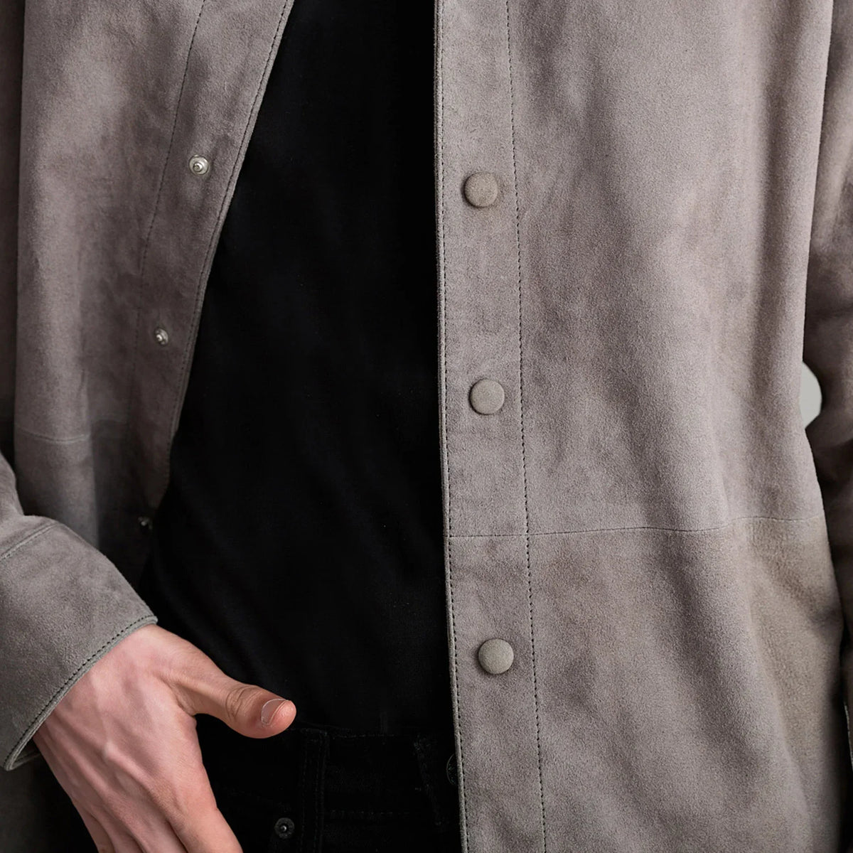 Haven Grey Suede Leather Shirt