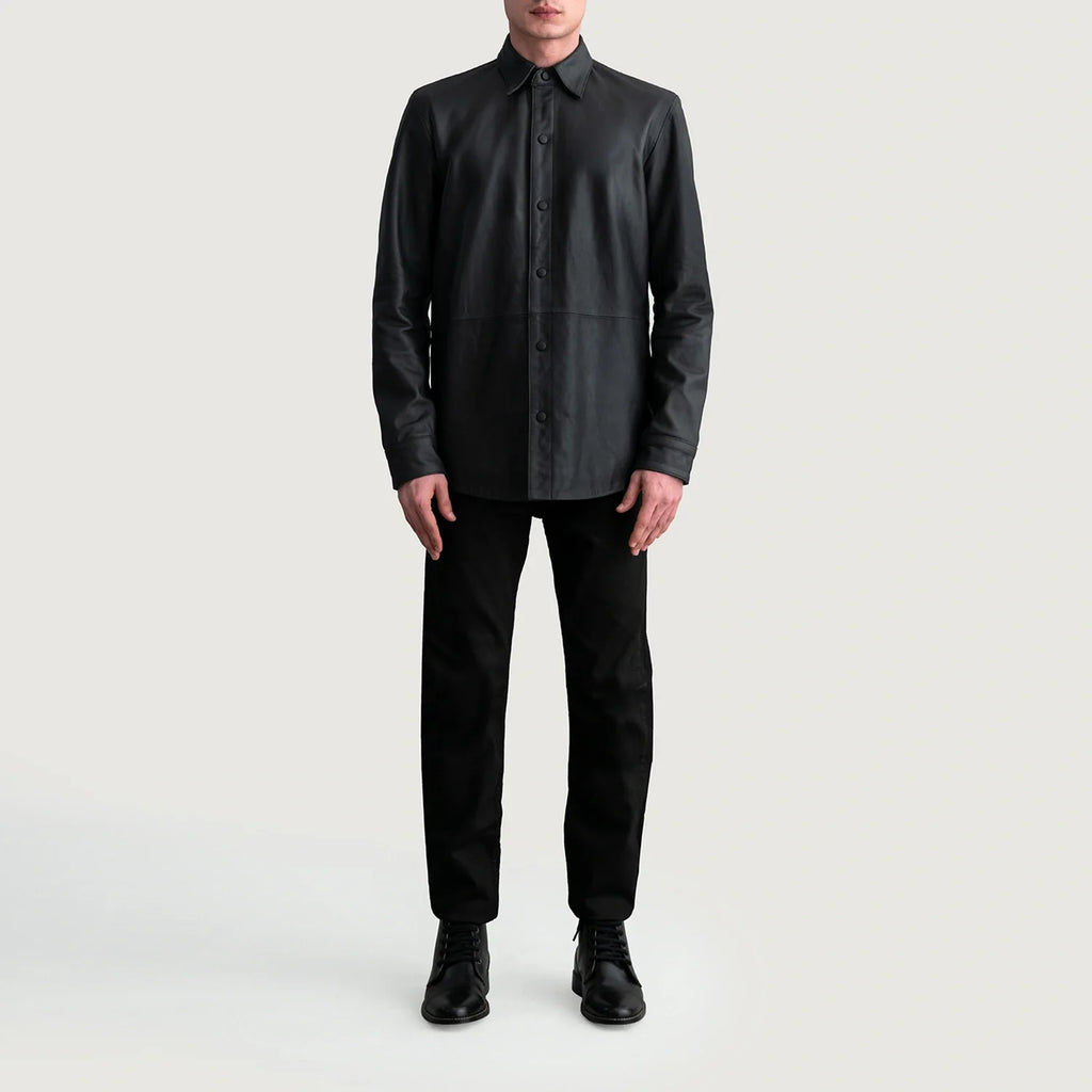 Haven Matte Black Leather Shirt