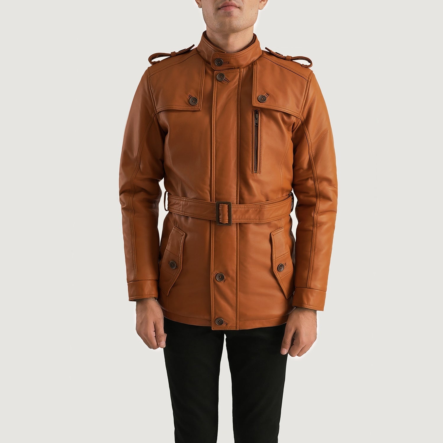 [FS] Hunter Tan Brown Fur Leather Jacket