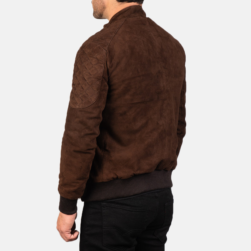 Sven Mocha Suede Bomber Jacket - detail view