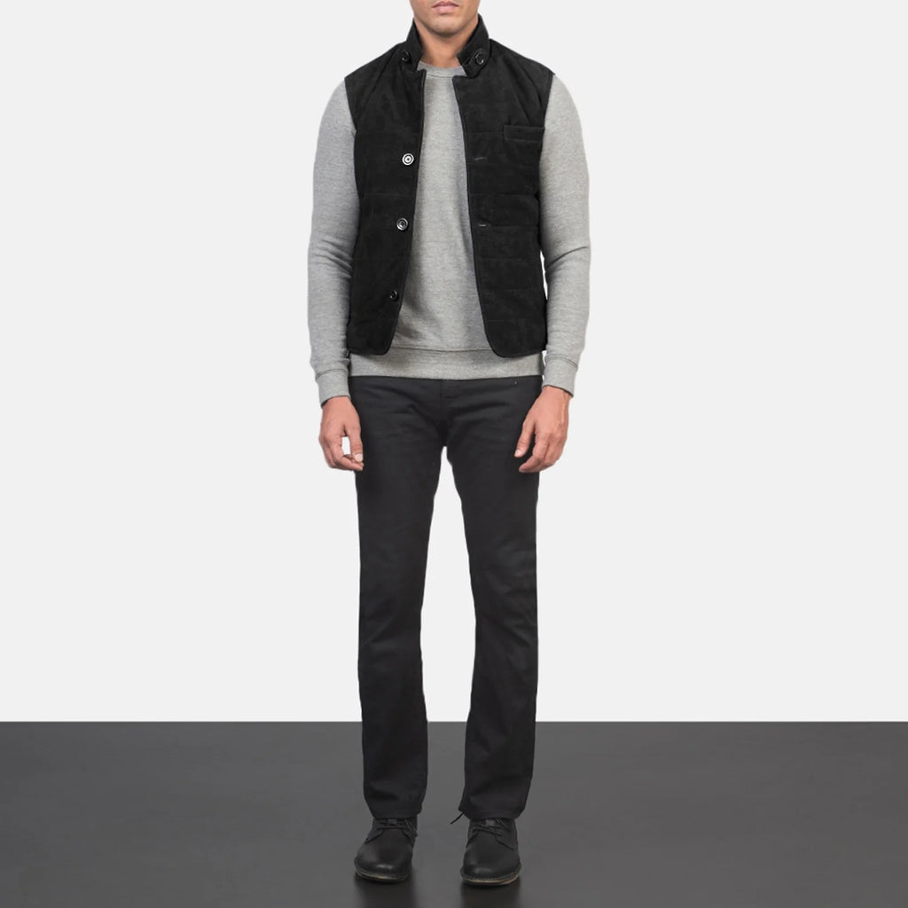 Tony Black Suede Vest