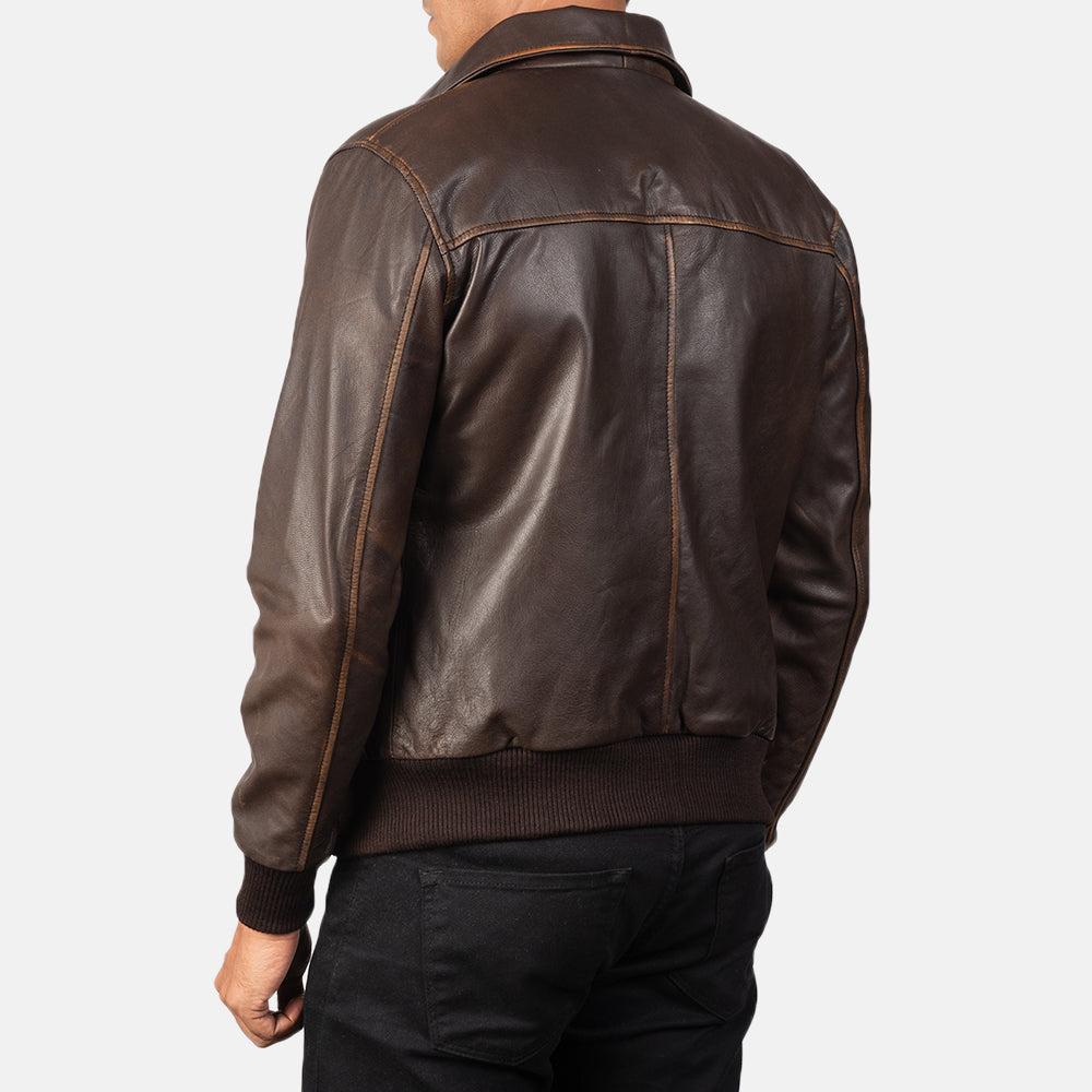 [FS] Aaron Brown Leather Bomber Jacket
