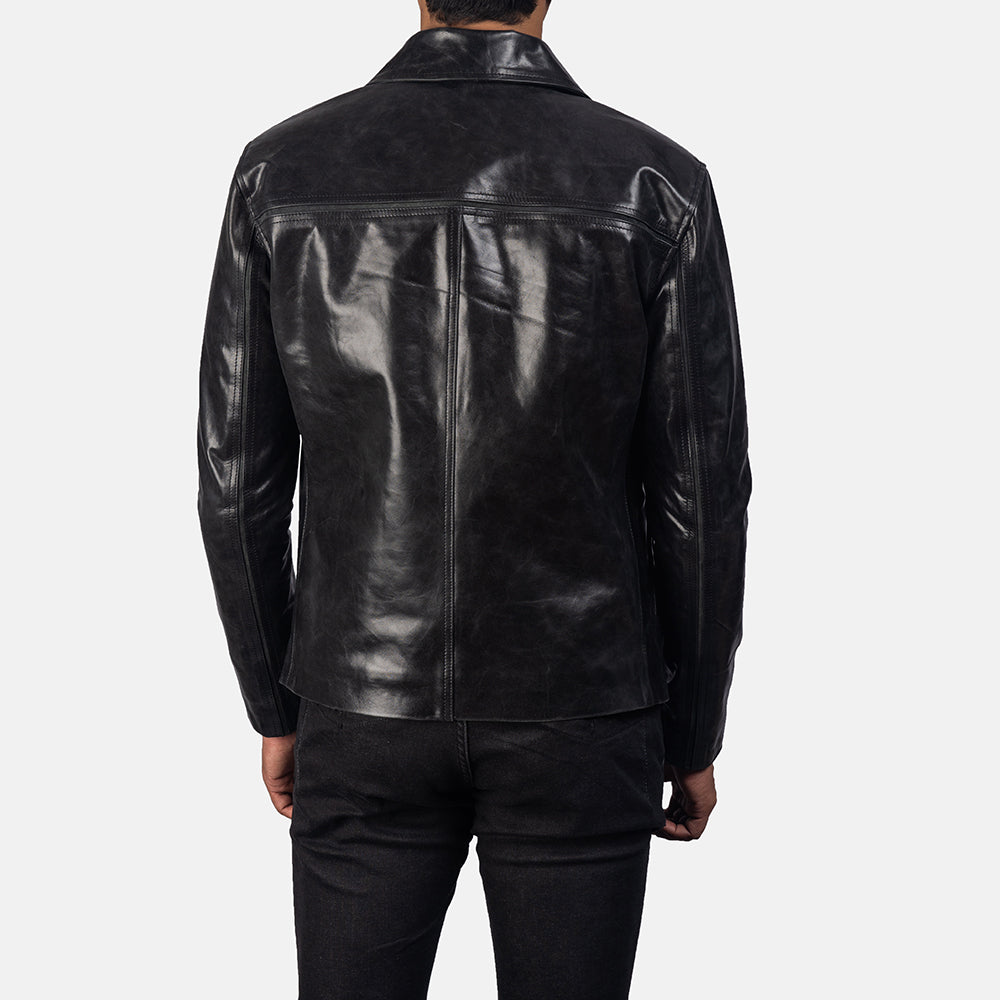 Mystical Black Leather Jacket - detail view