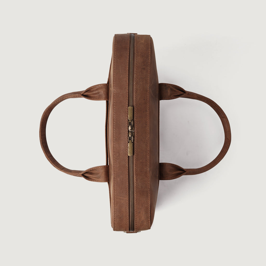 The Captain Vintage Tan Brown Leather Briefcase