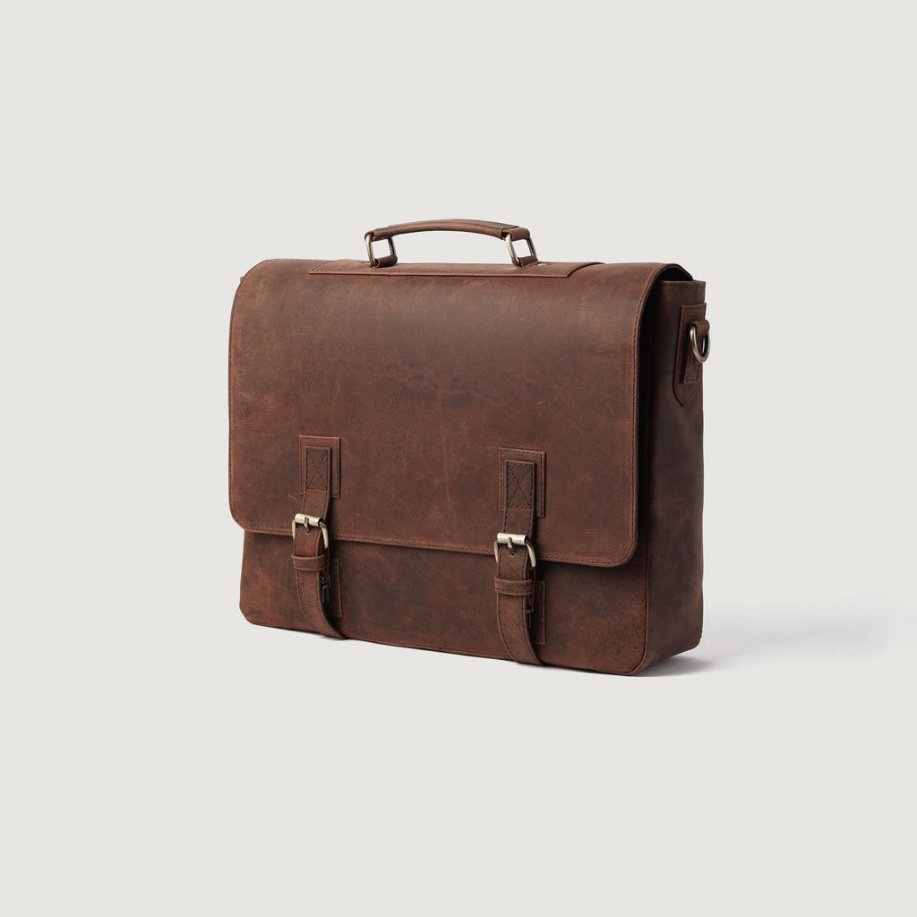 The Cristoph Vintage Distressed Brown Leather Messenger Bag