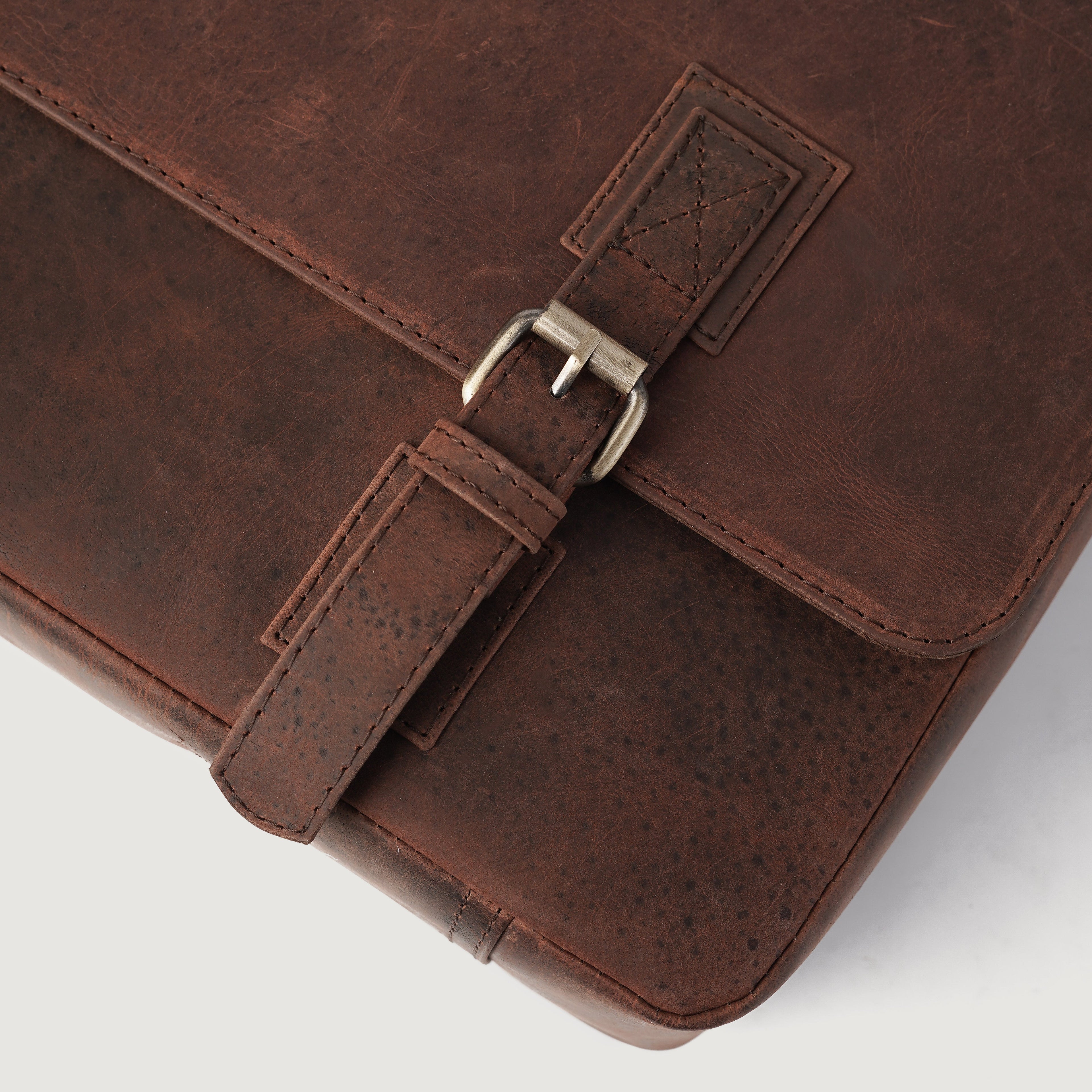 The Cristoph Vintage Distressed Brown Leather Messenger Bag