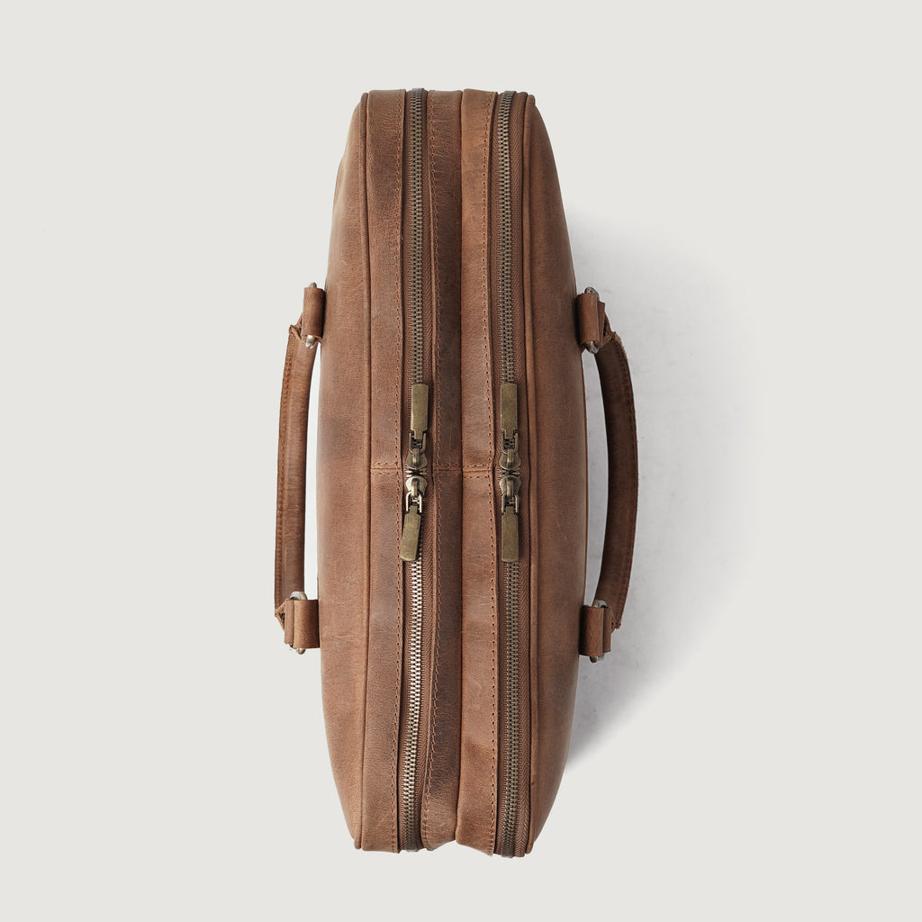 The Preston Vintage Tan Leather Briefcase