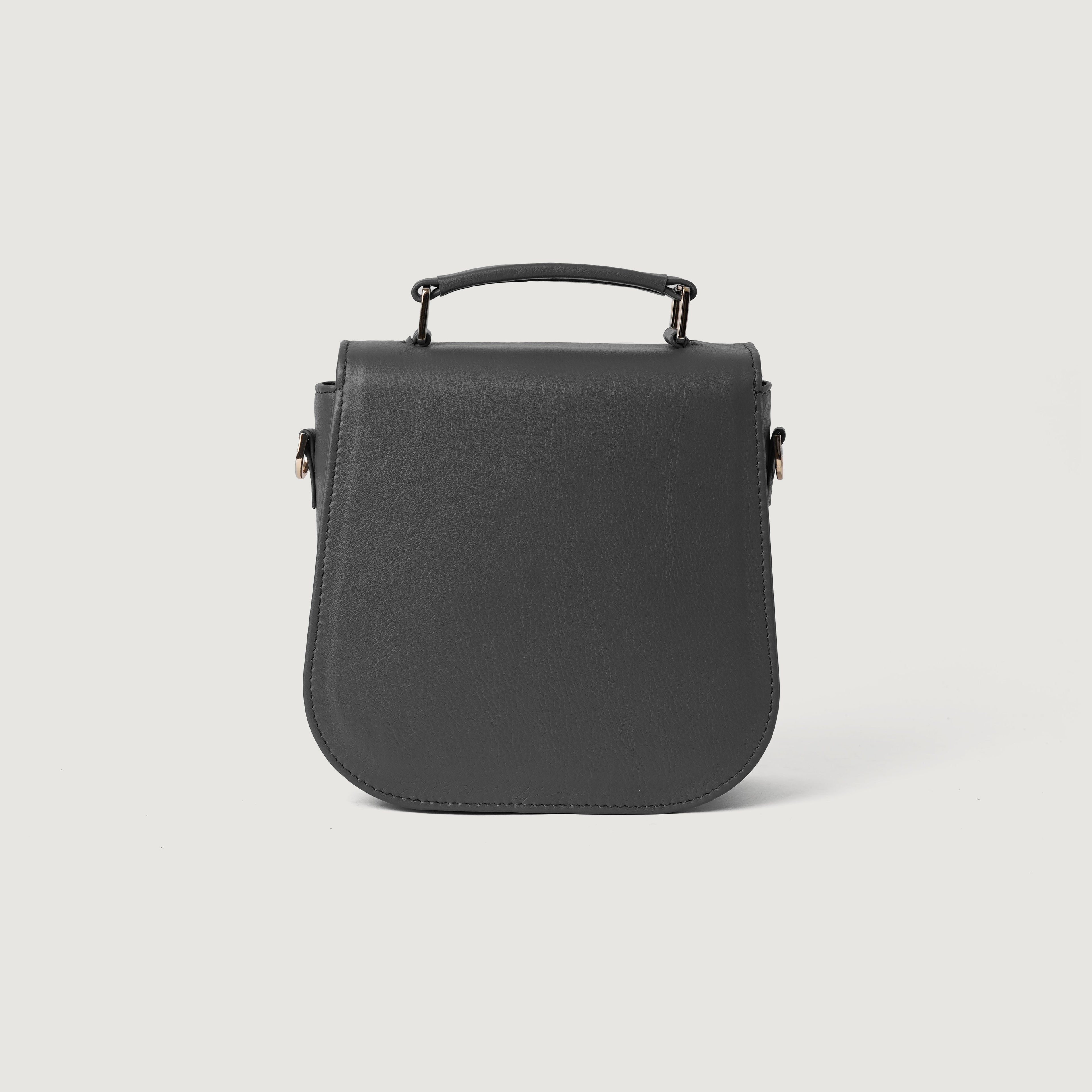 The Sandra Grey Leather Saddle Bag