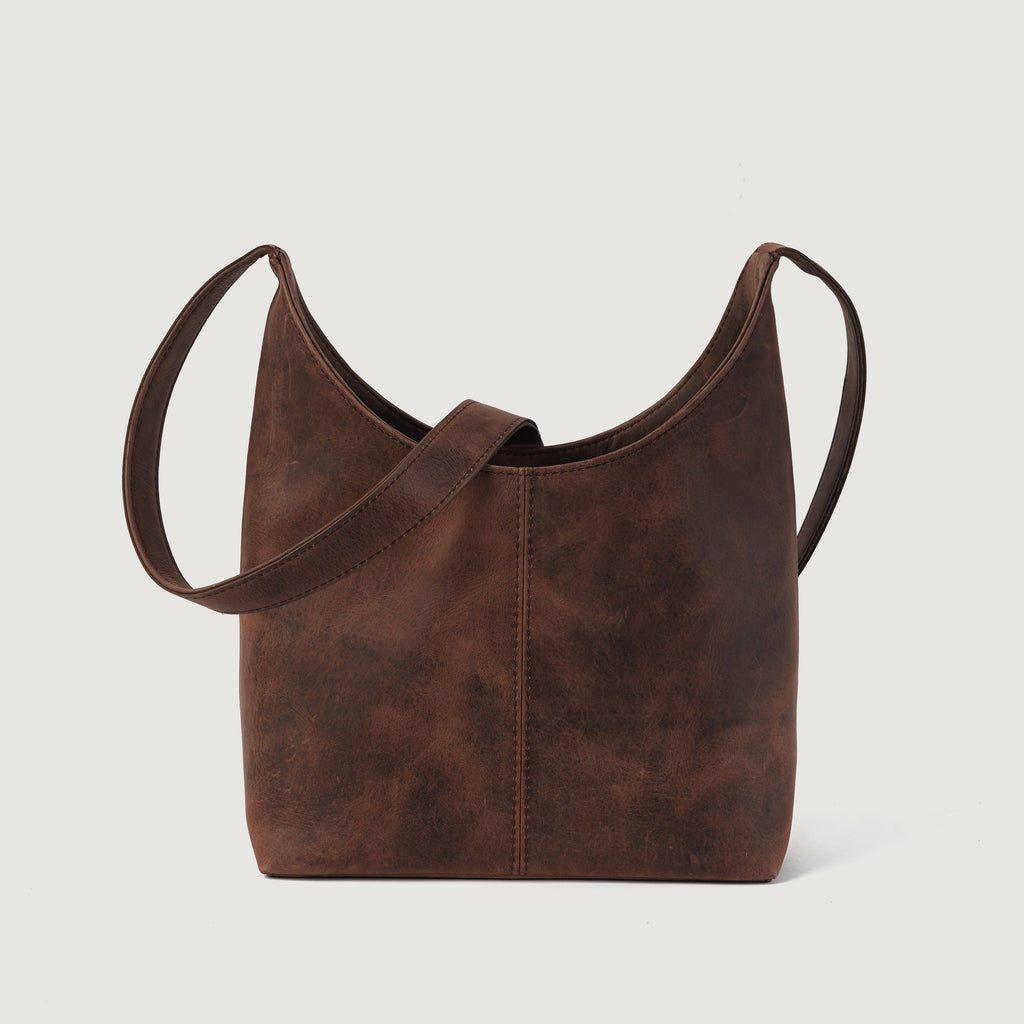 The Stefani Vintage Distressed Brown Leather Hobo Bag