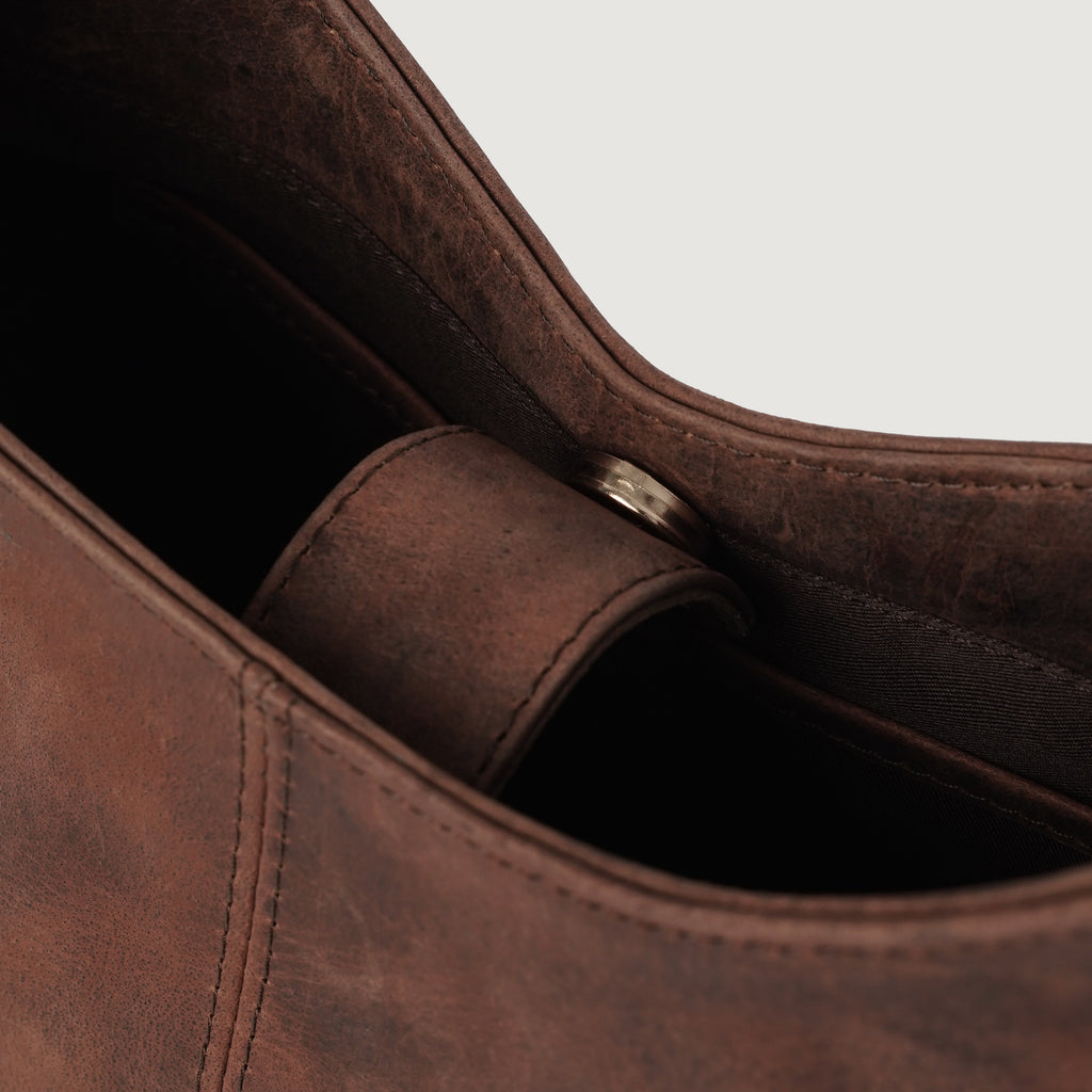 The Stefani Vintage Distressed Brown Leather Hobo Bag