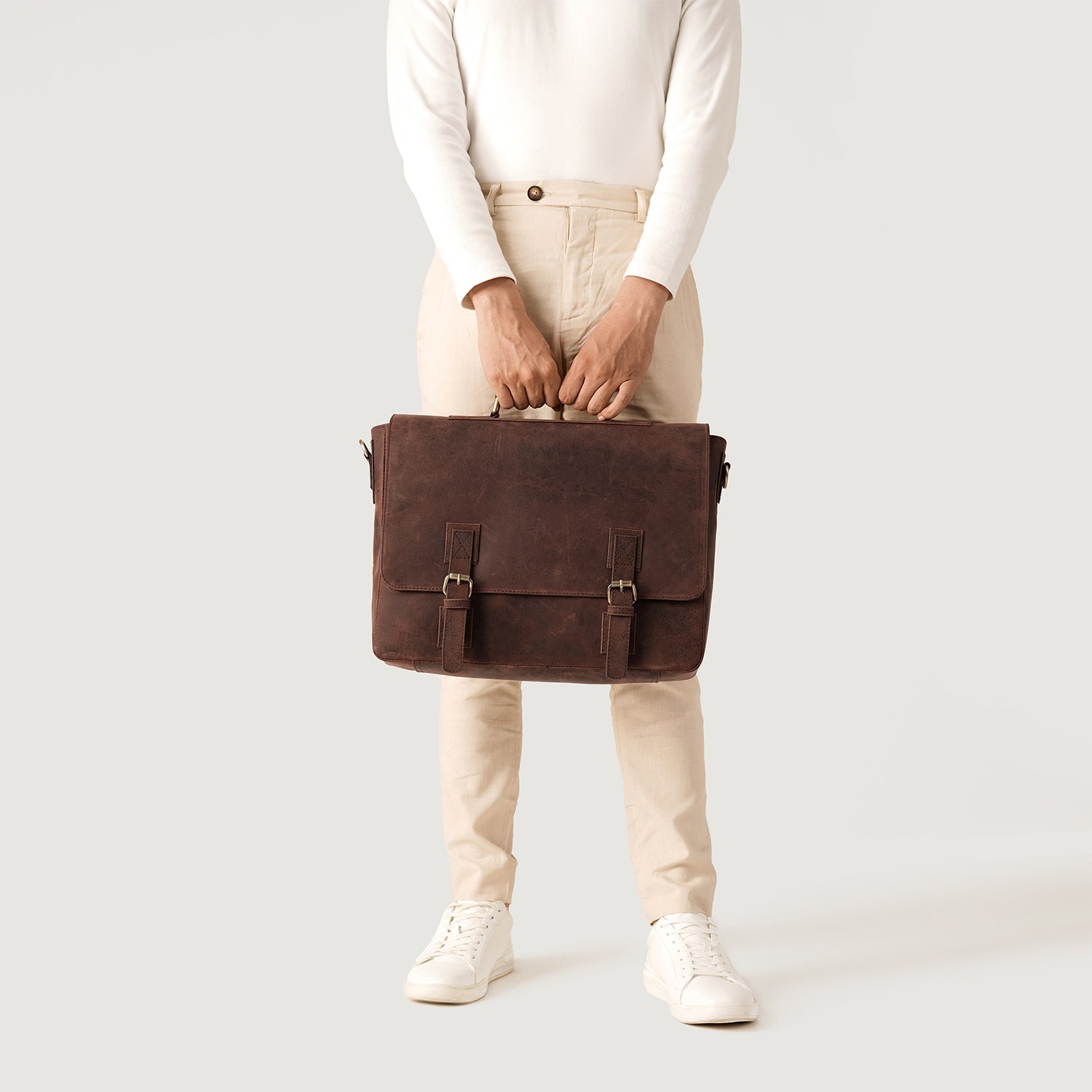 The Cristoph Vintage Distressed Brown Leather Messenger Bag