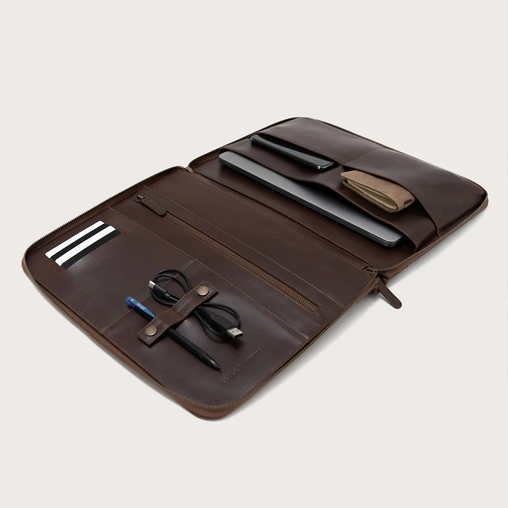 The Eclectic Vintage Brown Leather Folio Organizer