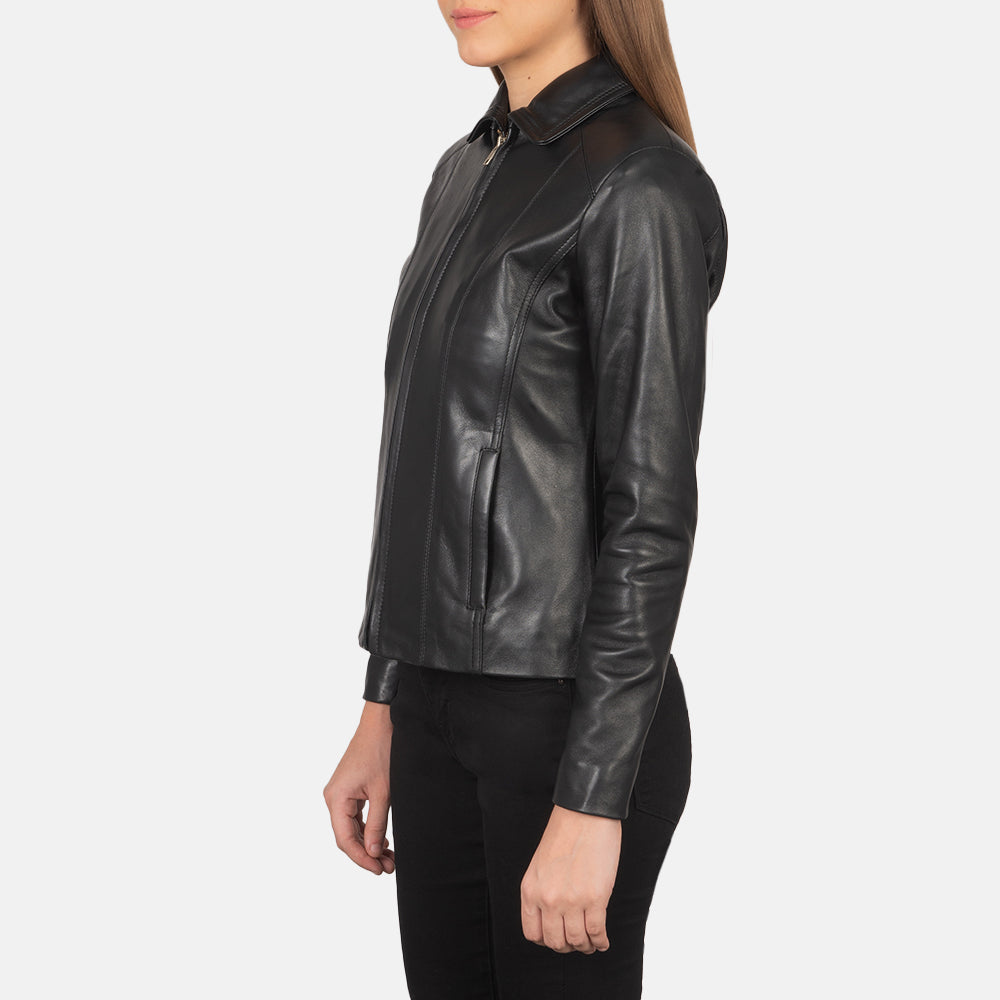 Colette Black Leather Jacket - detail view