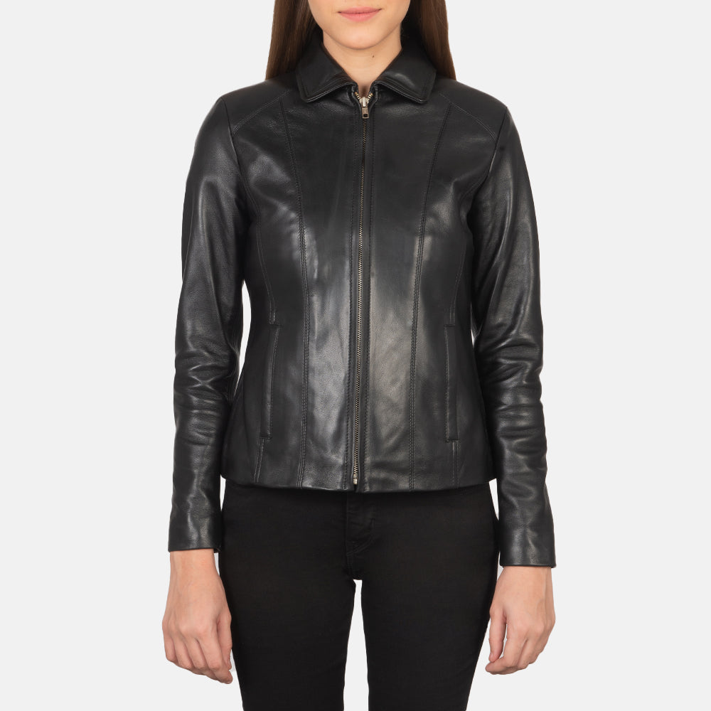 Colette Black Leather Jacket - detail view