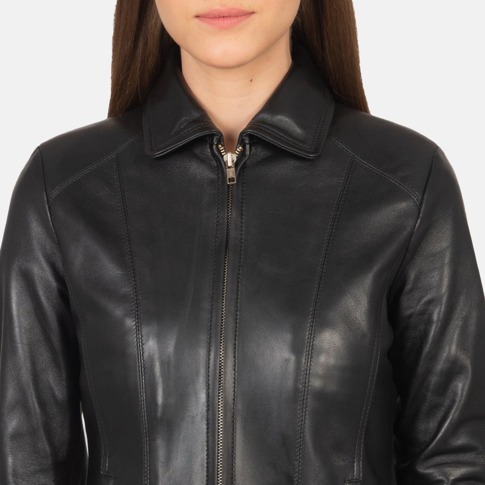 Colette Black Leather Jacket - detail view